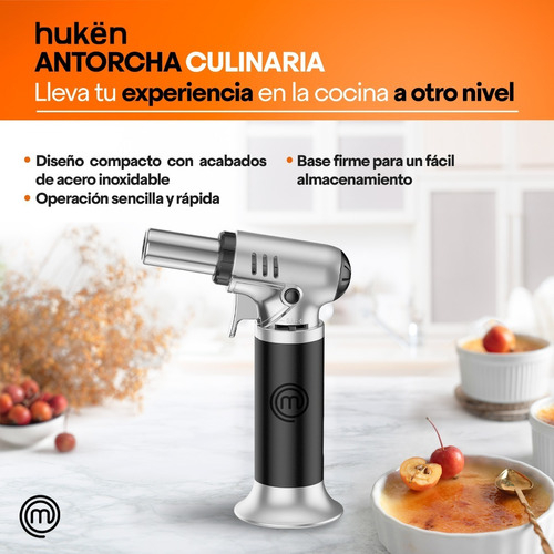 Antorcha Culinaria Acero De 6.5g De Gas Color Negro/acero