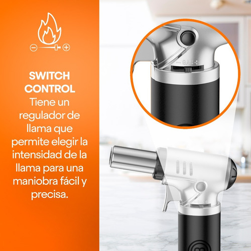 Antorcha Culinaria Acero De 6.5g De Gas Color Negro/acero