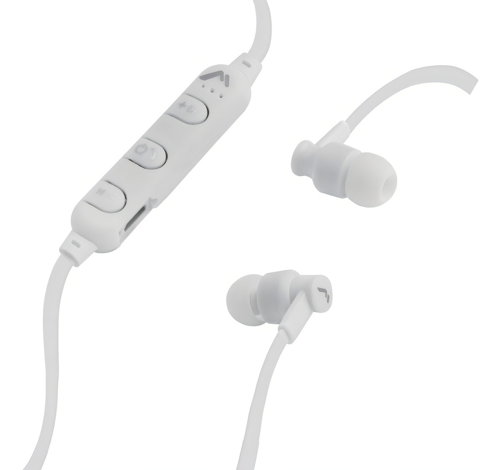 Audífonos Mitzu Sport Mh-9220wh Con Cable Plano Y Manos Lib Color Blanco
