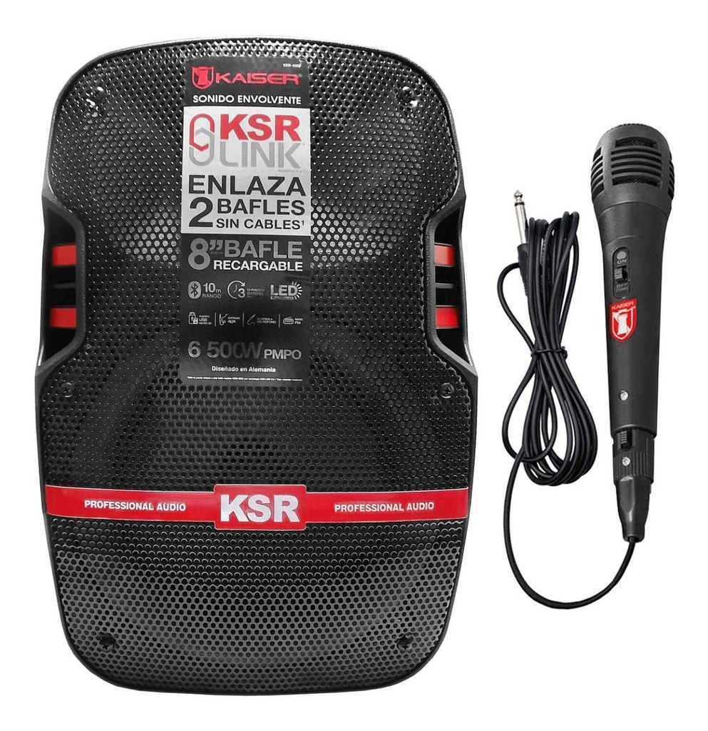 Bafle Profesional Recargable 8 Kaiser Ksw-5008 Color Negro