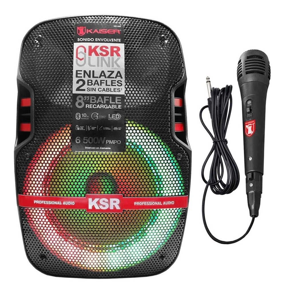 Bafle Profesional Recargable 8 Kaiser Ksw-5008 Color Negro