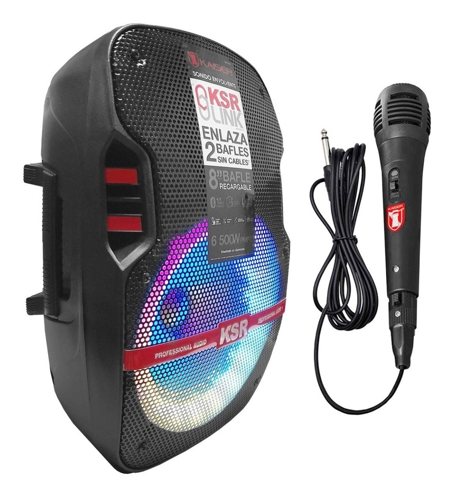 Bafle Profesional Recargable 8 Kaiser Ksw-5008 Color Negro