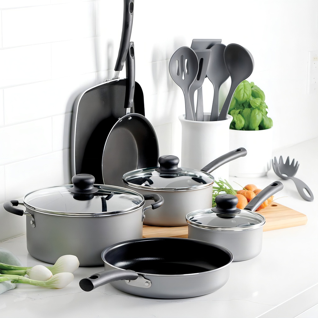 Bateria De Cocina En Aluminio Con Utensilios 80143/035 Color Gris