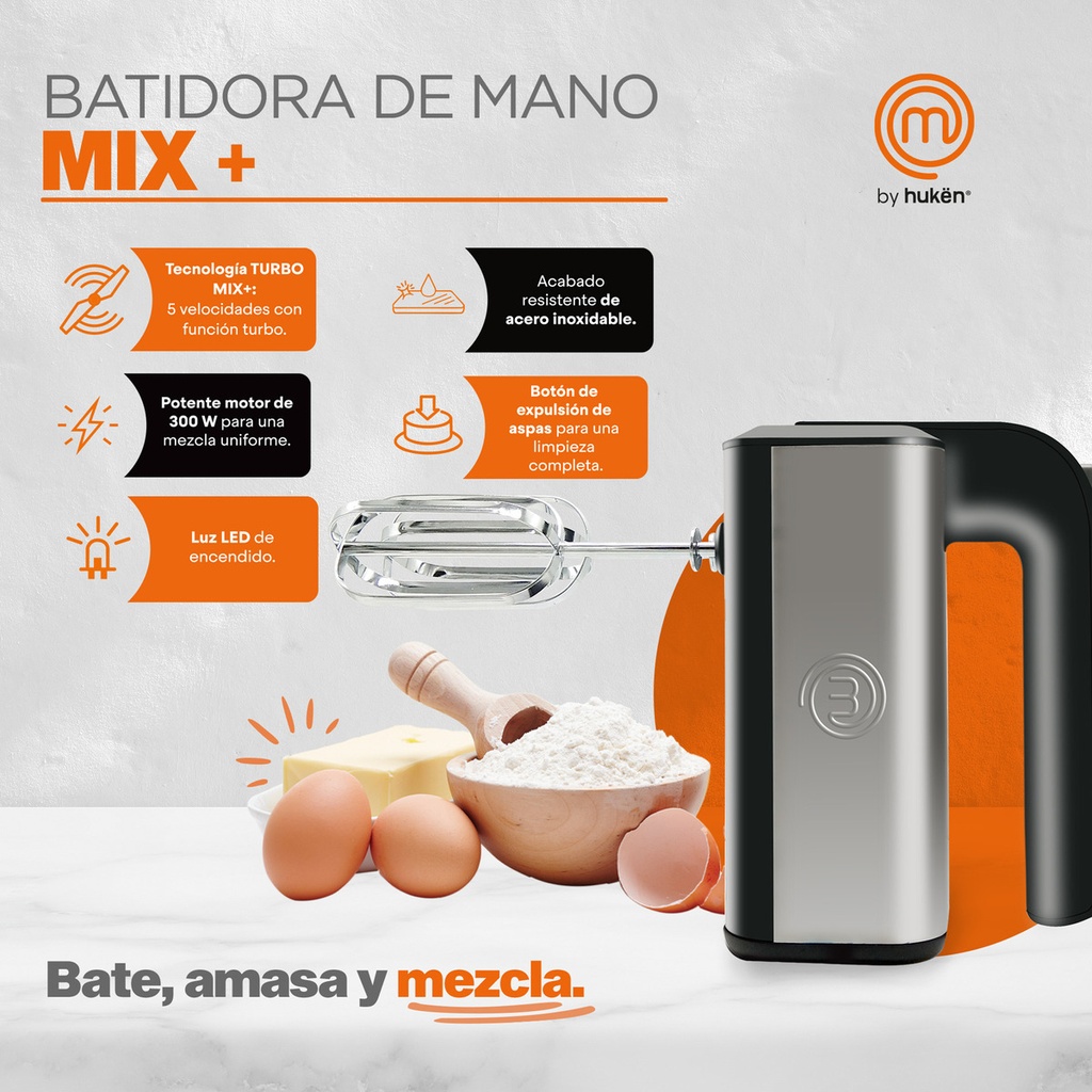 Batidora De Mano Turbo Mix+ Acero Masterchef Color Plateado
