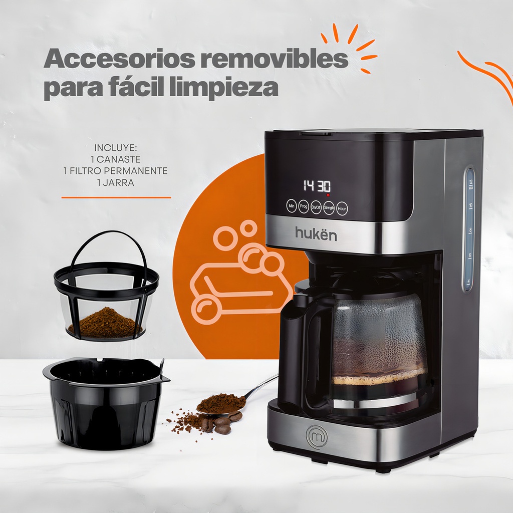 Cafetera 12 Tazas Programable Masterchef Smart-brew Masterchef By Hukën