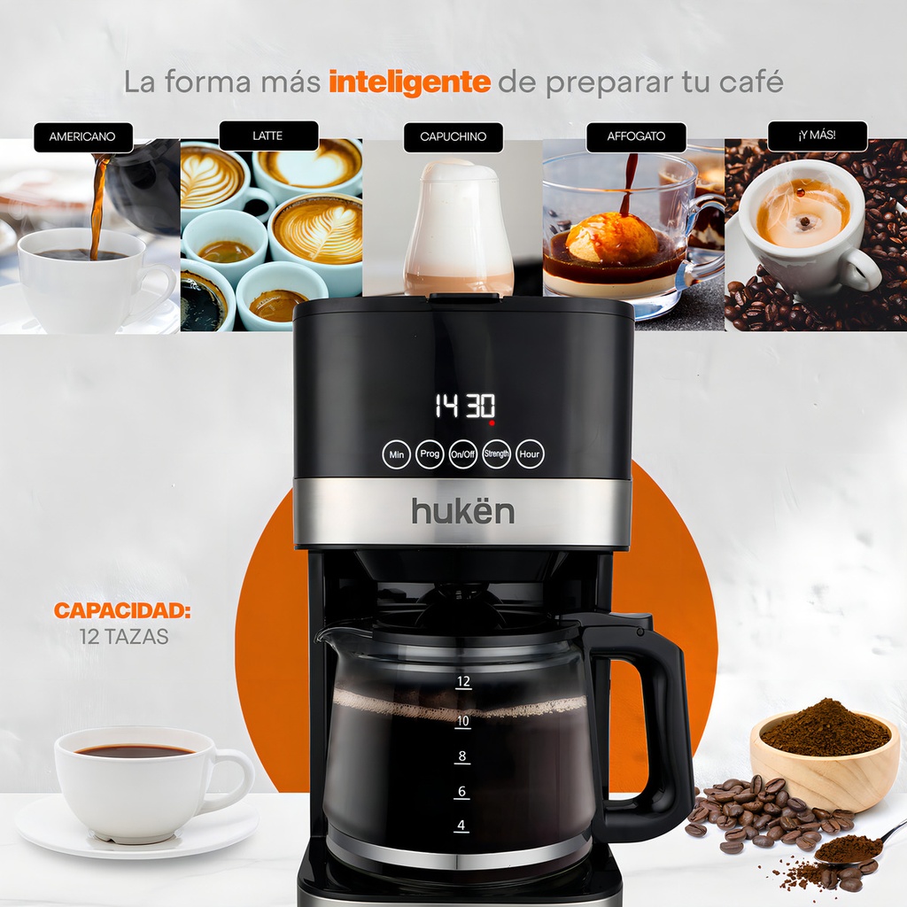 Cafetera 12 Tazas Programable Masterchef Smart-brew Masterchef By Hukën