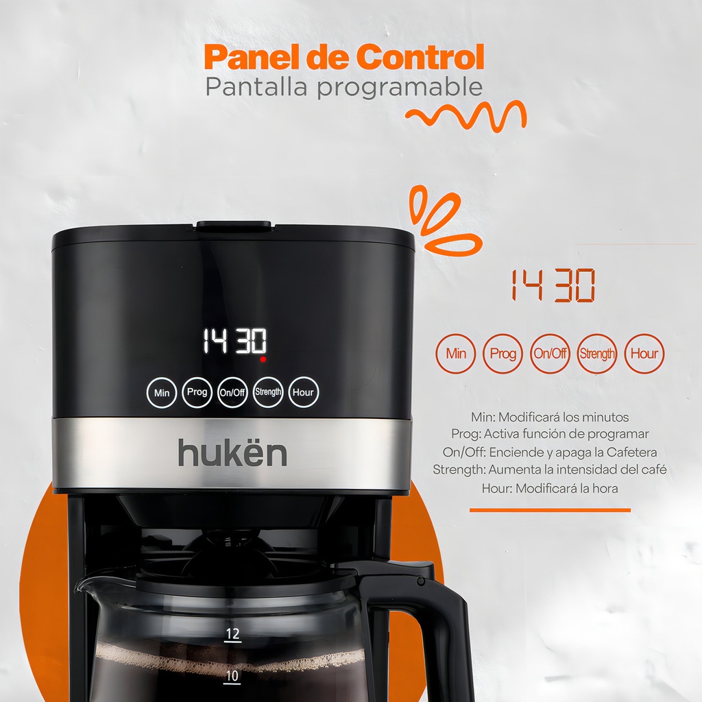Cafetera 12 Tazas Programable Masterchef Smart-brew Masterchef By Hukën
