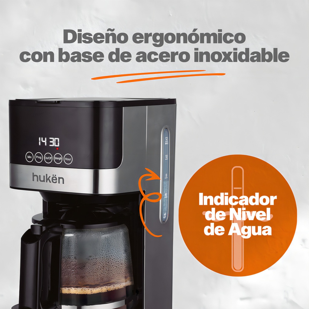 Cafetera 12 Tazas Programable Masterchef Smart-brew Masterchef By Hukën