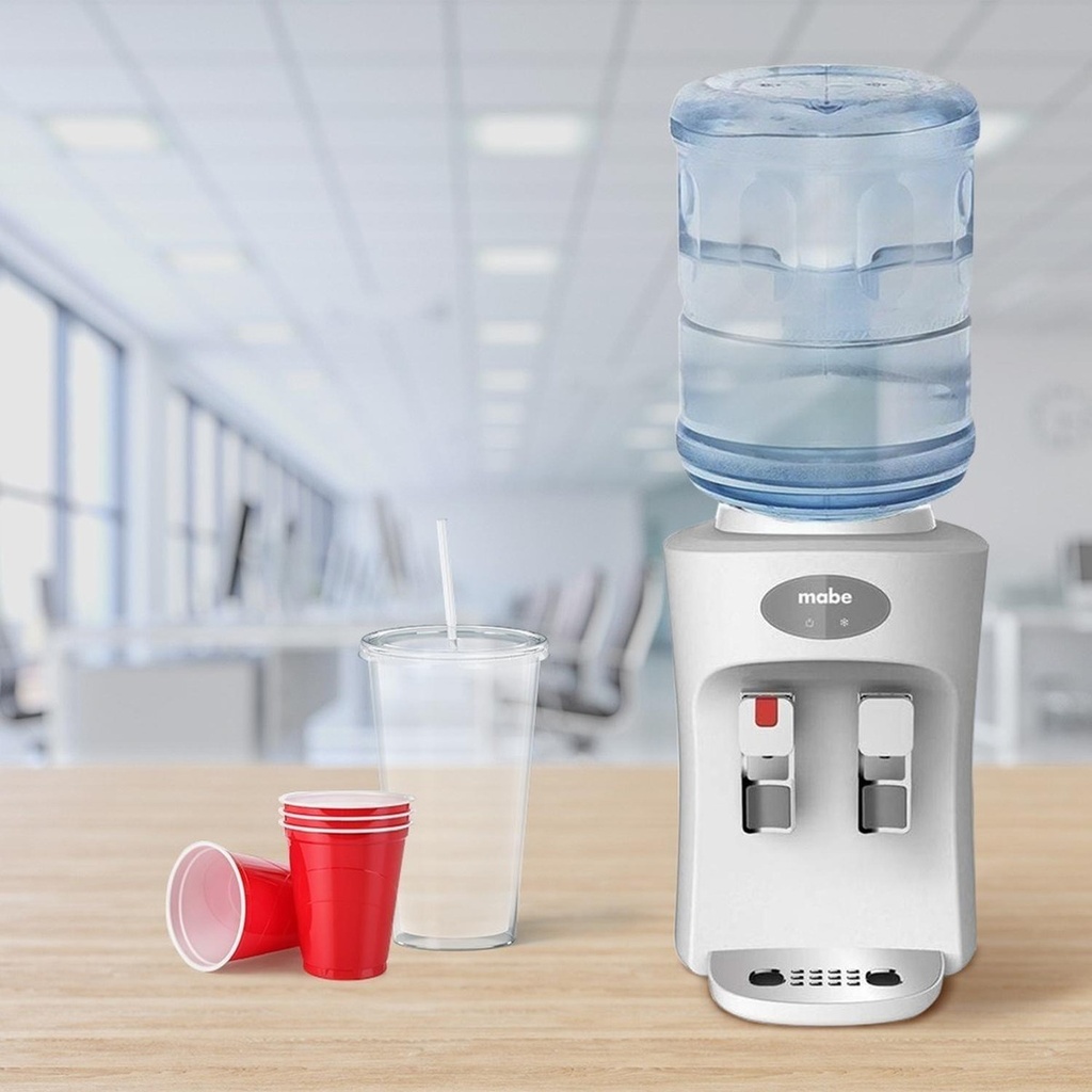 Dispensador De Agua Mabe Emm2pb Enfriador 2 Llaves Blanco 127v Electrico Despachador Porta Garrafon 19l Fria Caliente