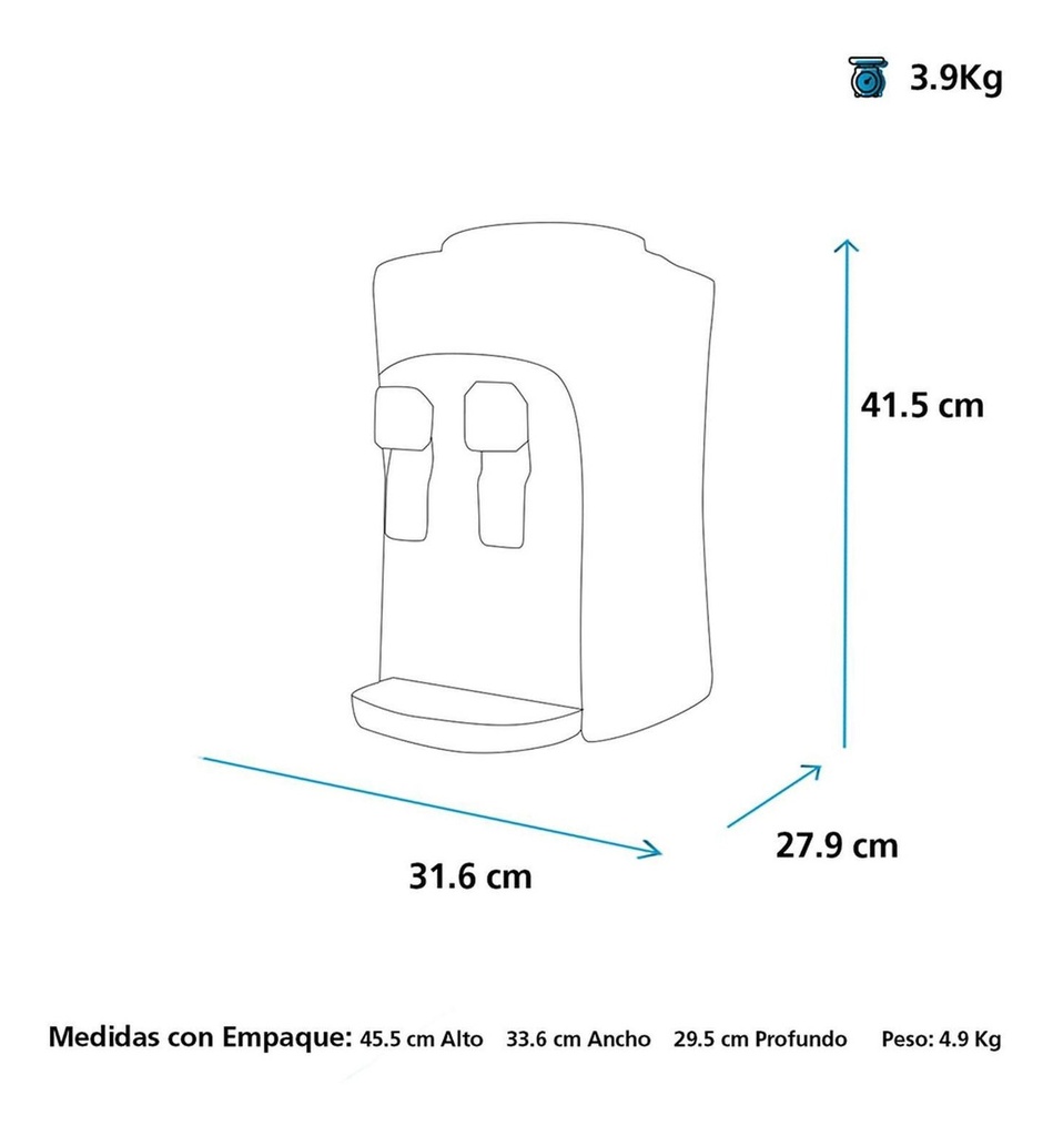Dispensador De Agua Mabe Emm2pb Enfriador 2 Llaves Blanco 127v Electrico Despachador Porta Garrafon 19l Fria Caliente