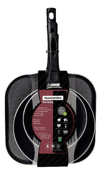 Juego De Sartenes 18/24 Cm Y Comal 28 Cm Aluminio Tramontina Color Tinto