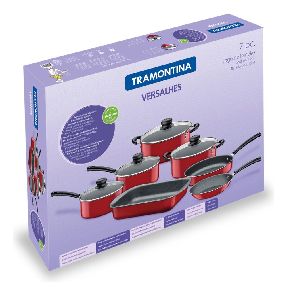 Juego De Utensilios De Cocina Tramontina Aluminium Versailles De 7 Piezas, Color Rojo