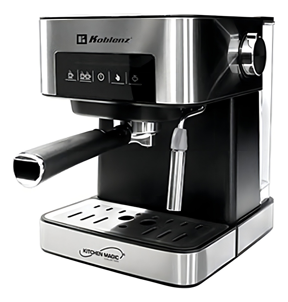 Koblenz Ckm-750 Ein Cafetera Espresso De 20 Bares De Presión 850w, Prepara 2 Tazas Por Ciclo Con Sistema De Espuma, Color Negro/inox 120v