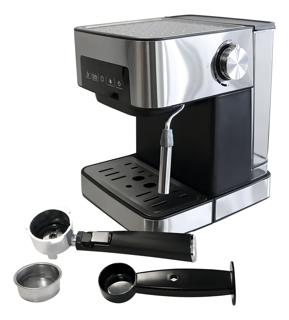 Koblenz Ckm-750 Ein Cafetera Espresso De 20 Bares De Presión 850w, Prepara 2 Tazas Por Ciclo Con Sistema De Espuma, Color Negro/inox 120v