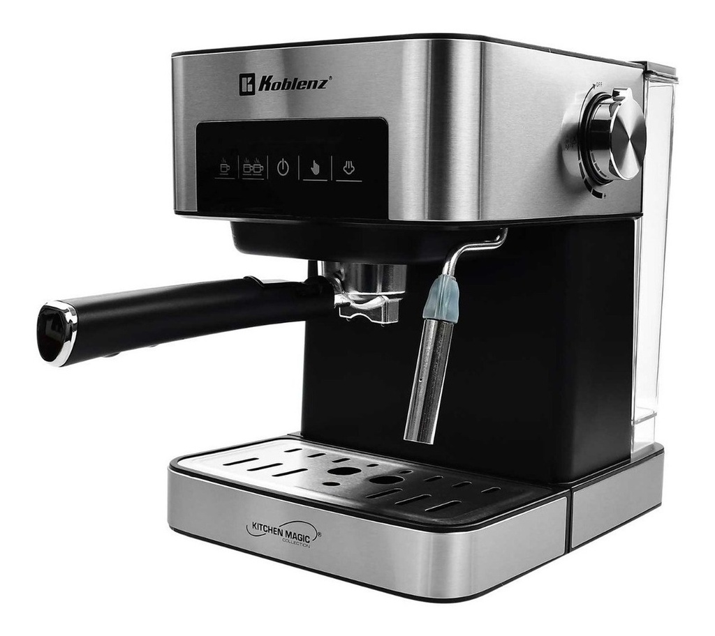 Koblenz Ckm-750 Ein Cafetera Espresso De 20 Bares De Presión 850w, Prepara 2 Tazas Por Ciclo Con Sistema De Espuma, Color Negro/inox 120v