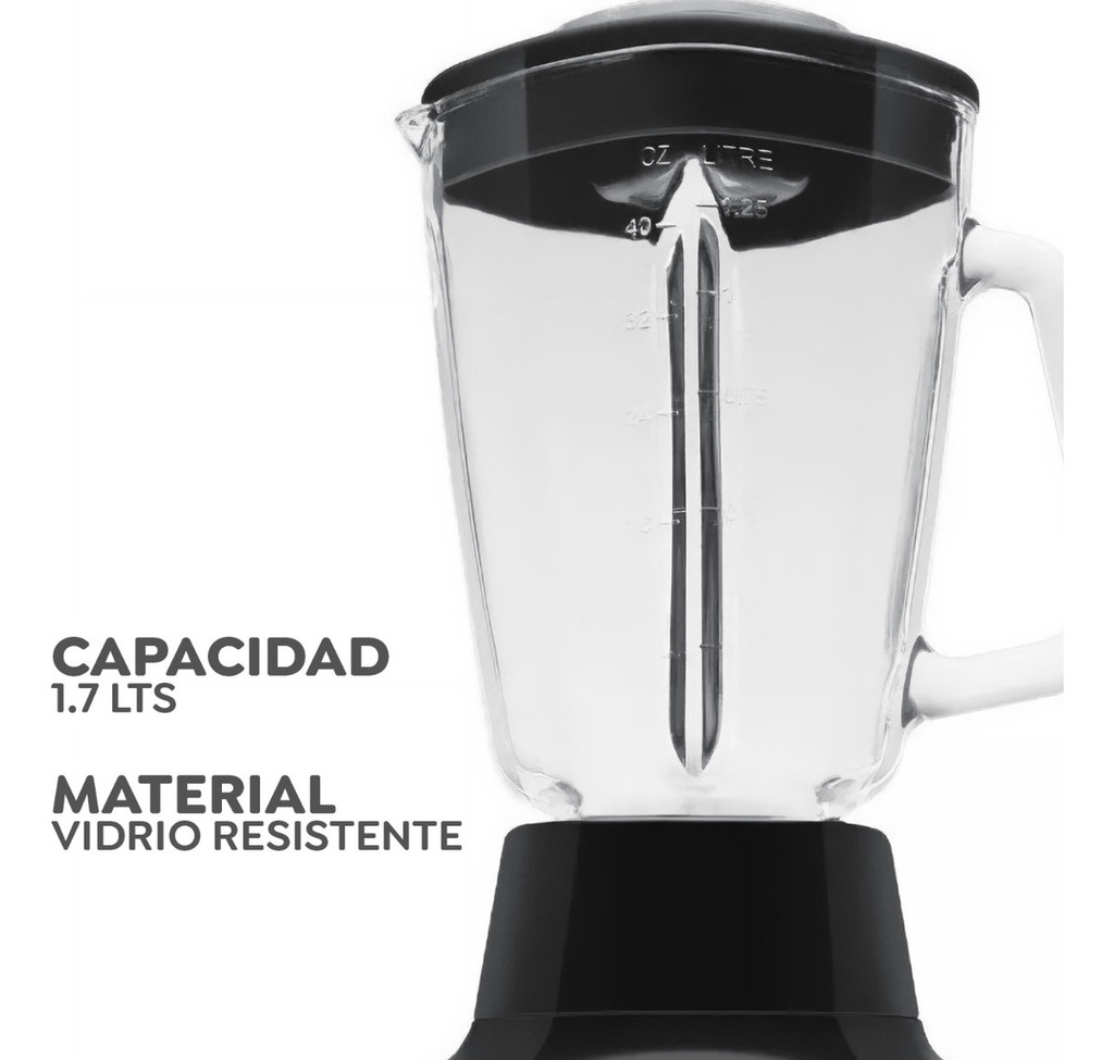 Licuadora De 2 Velocidades Powermix Negra Con Vaso De Vidrio De 1.25 L, 550 W,t-fal Ln2838mx