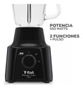 Licuadora De 2 Velocidades Powermix Negra Con Vaso De Vidrio De 1.25 L, 550 W,t-fal Ln2838mx
