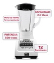 Licuadora Infinyforce Xl Blanca, 12 Velocidades Con Vaso De Vidrio De 2.2l, 550 W, T-fal Ln8221mx