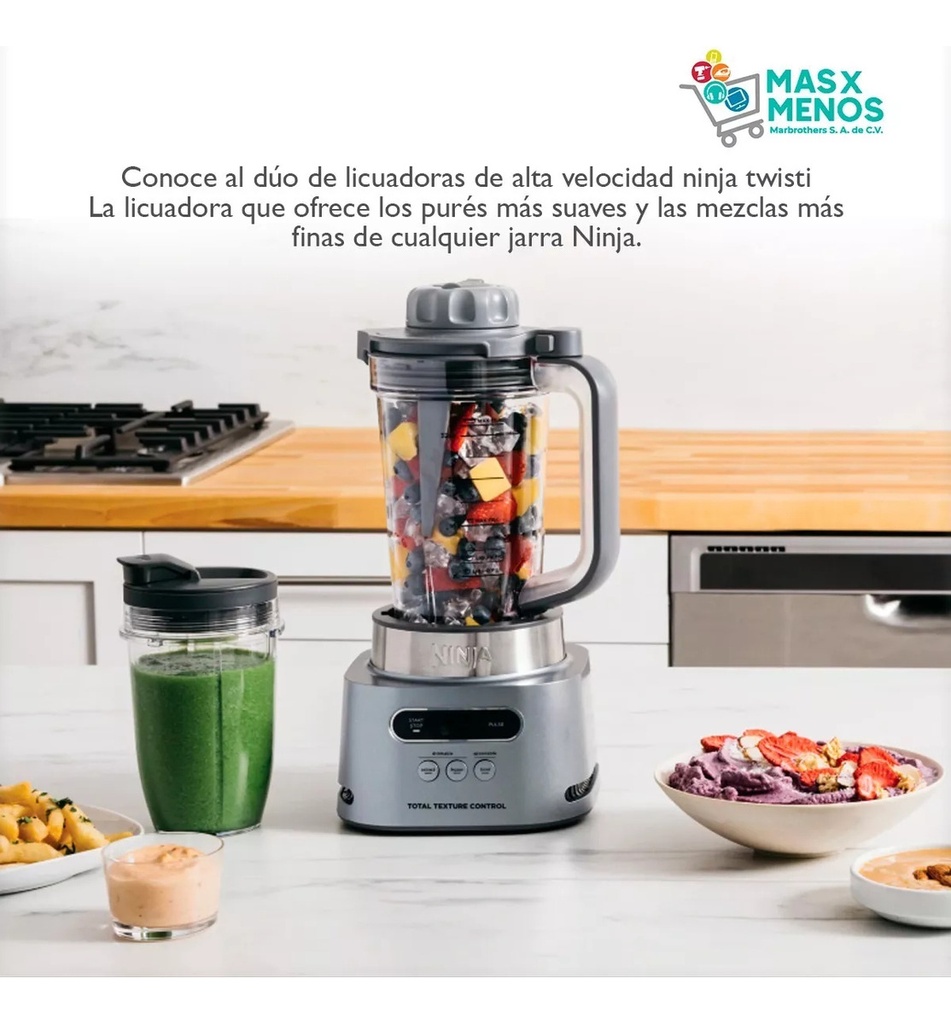 Licuadora Ninja Twisti Duo Ss150 De Alta Velocidad, 34 Fl Oz, 120v, Plateada