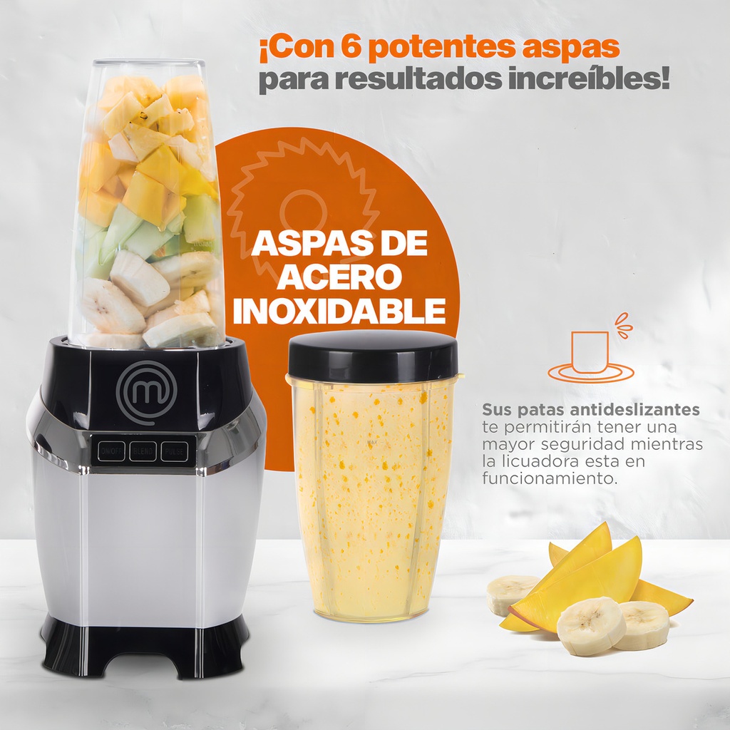 Licuadora Y Procesador Nutri-blender Max 1000w Masterchef Color Plateado