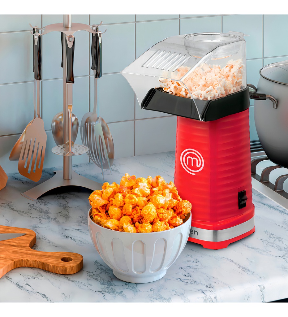 Maquina De Palomitas Sin Aceite 80g Masterchef By Hukën Color Rojo