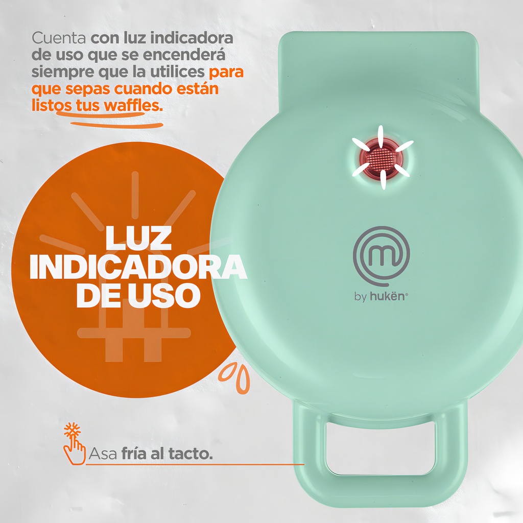 Mini Waflera Masterchef 1 Rebanada Luz Indicadora Mini Heat+ Color Azul