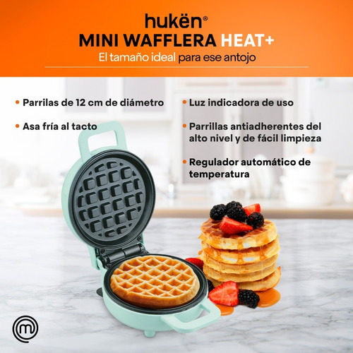 Mini Waflera Masterchef 1 Rebanada Luz Indicadora Mini Heat+ Color Azul