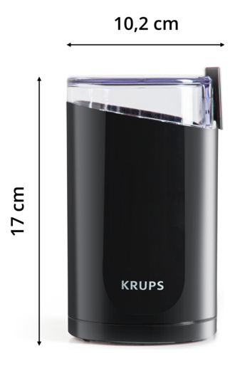 Molinillo De Café Y Especias Eléctrico Fast Touch Negro, 2 Cuchillas De Acero, Krups F2034251