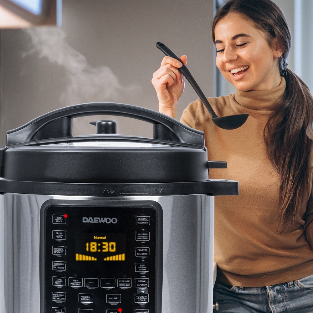 Olla De Presión Eléctrica Daewoo 6 Litros 16 Programas Color Gris Oscuro