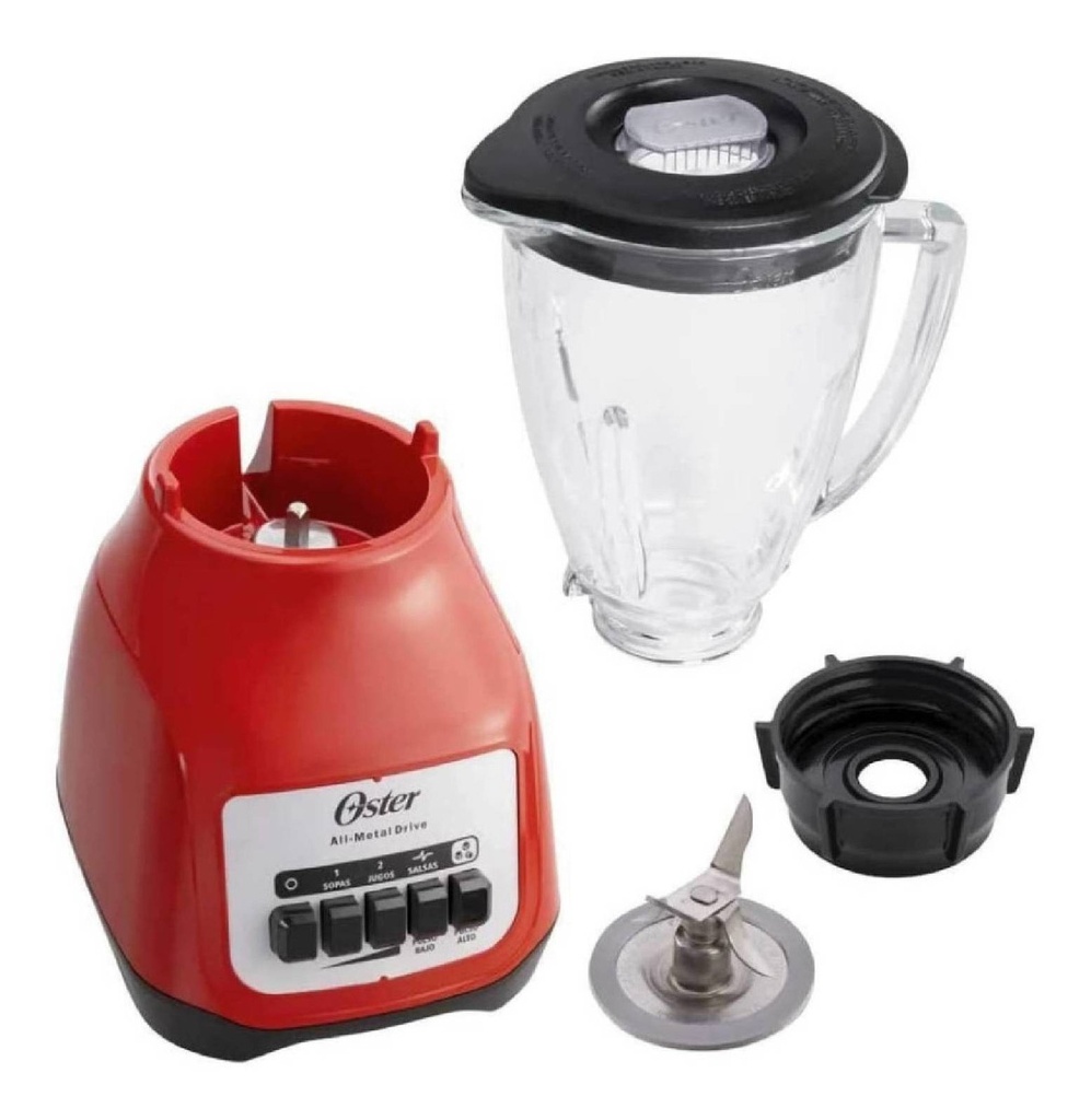 Oster Licuadora De 2 Velocidades Más Pulso Con Vaso De Vidrio Boroclass De 1.5 L 800 W Color Rojo Blstkag-rpb