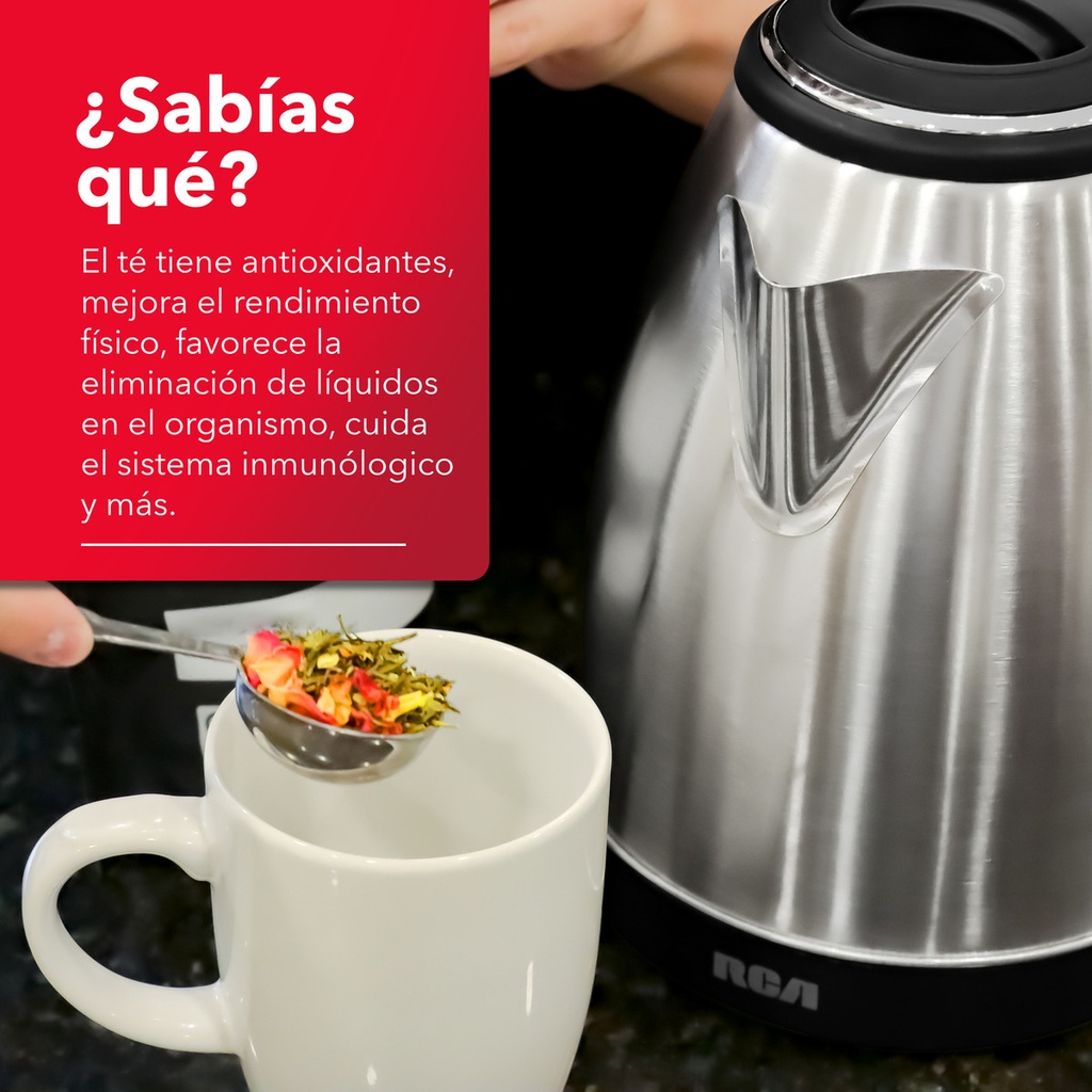 Rca Tetera Eléctrica Acero Inoxidable, Cocina, Rc-180gb01 Color Gris