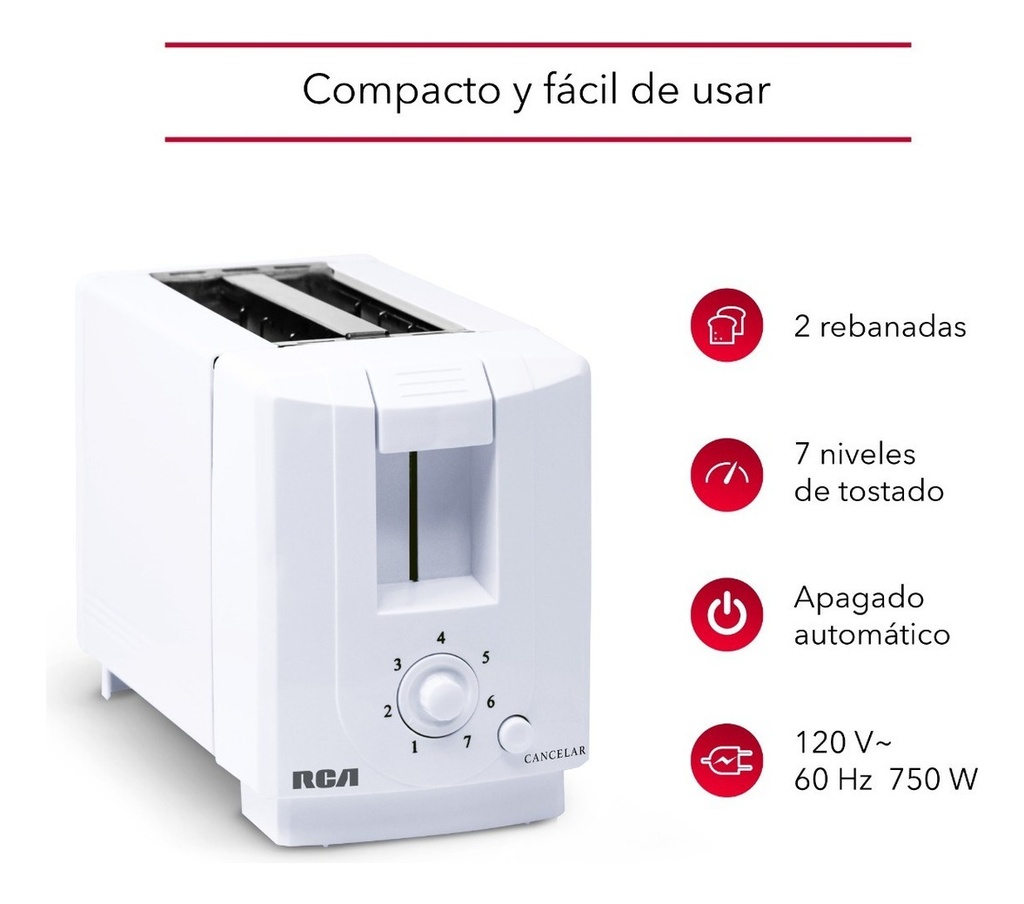 Rca Tostador De Pan Rc-t1 Color Blanco