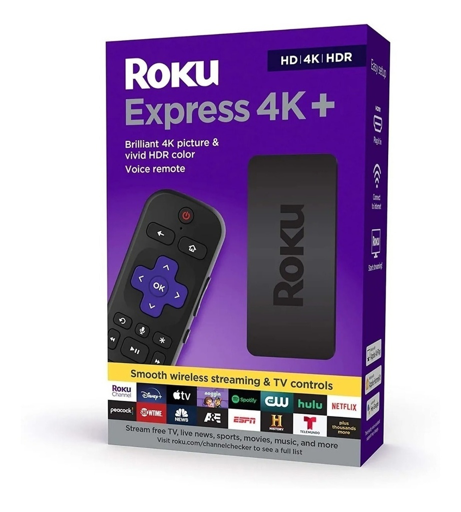 Roku Express 4k+ 3941 De Voz 4k Negro Con 1gb De Memoria Ram