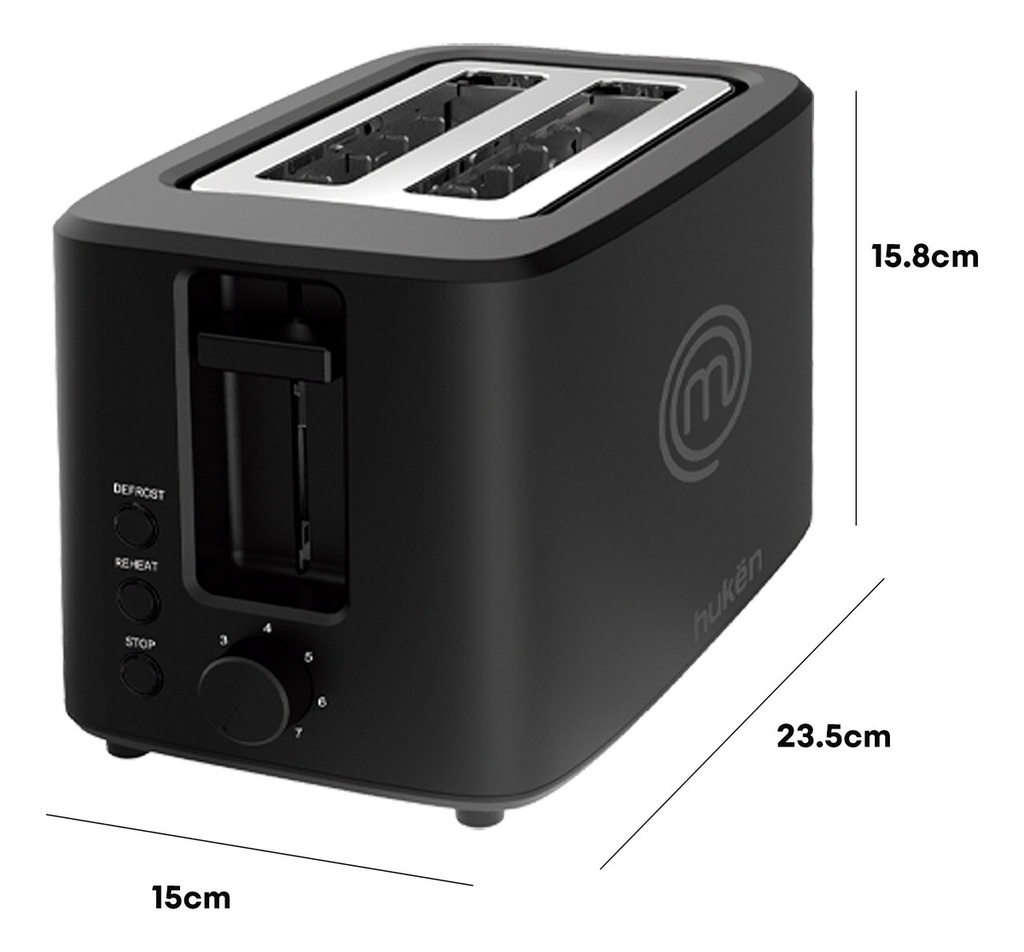 Tostador De Pan Ranura Xg 2 Rebanadas Masterchef By Hukën Color Negro