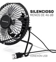 Ventilador De Escritorio 4 Taurus Mini, Metálico, Usb Color De La Estructura Negro Color De Las Aspas Plateado