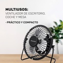 Ventilador De Escritorio 4 Taurus Mini, Metálico, Usb Color De La Estructura Negro Color De Las Aspas Plateado