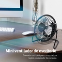 Ventilador De Escritorio 4 Taurus Mini, Metálico, Usb Color De La Estructura Negro Color De Las Aspas Plateado