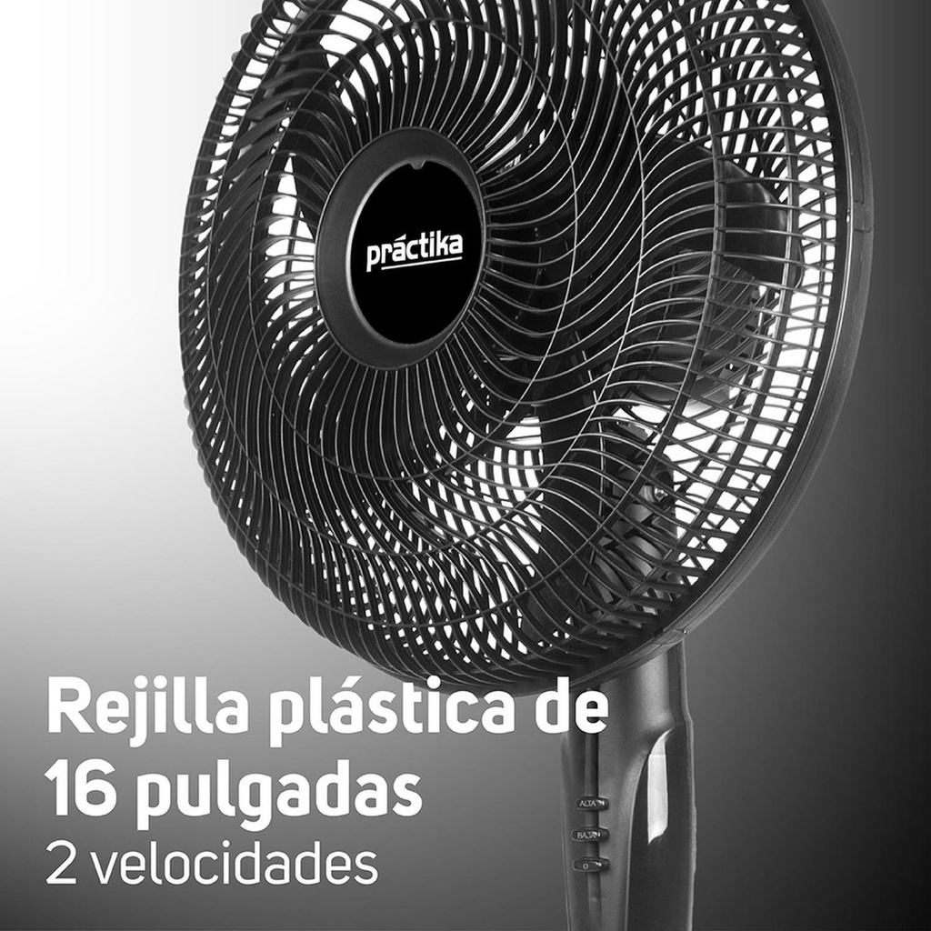 Ventilador De Pedestal Practika 16 Pulgadas, 2 Velocidades Color De La Estructura Negro