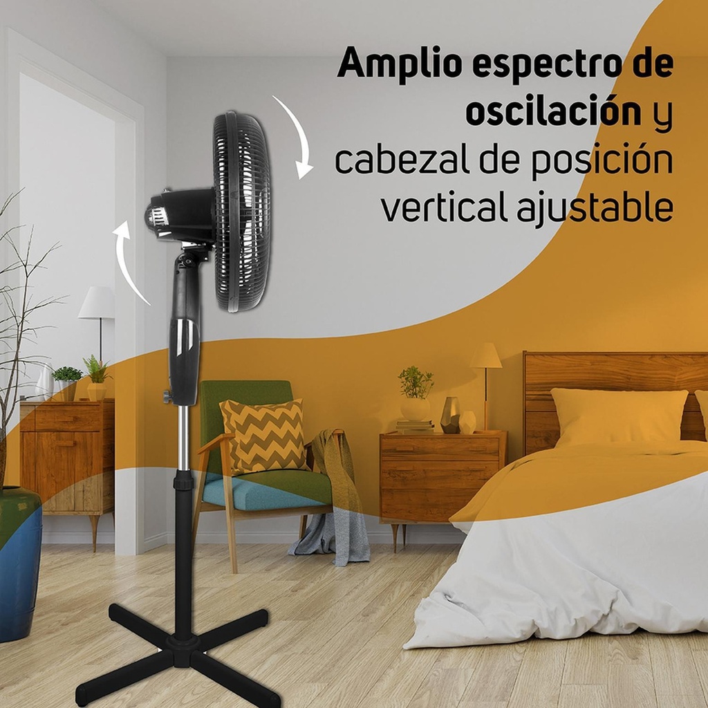 Ventilador De Pedestal Practika 16 Pulgadas, 2 Velocidades Color De La Estructura Negro