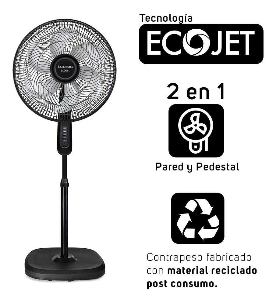 Ventilador De Pedestal Taurus Silent Power Cantidad De Aspas 6 Color De La Estructura Negro Diámetro 18   Material De Las Aspas Plástico