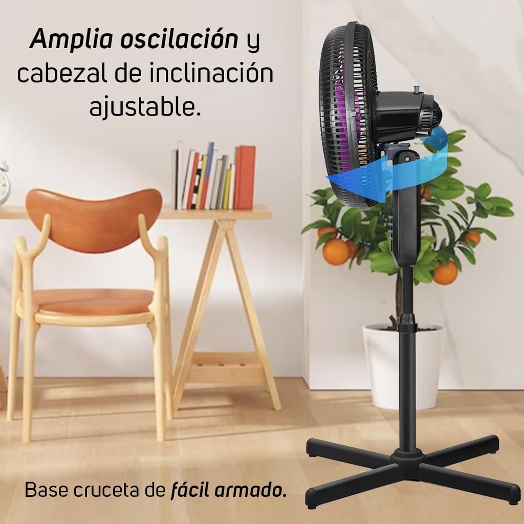Ventilador De Pedestal Universe Taurus 16 Potente Silencioso Color De La Estructura Morado