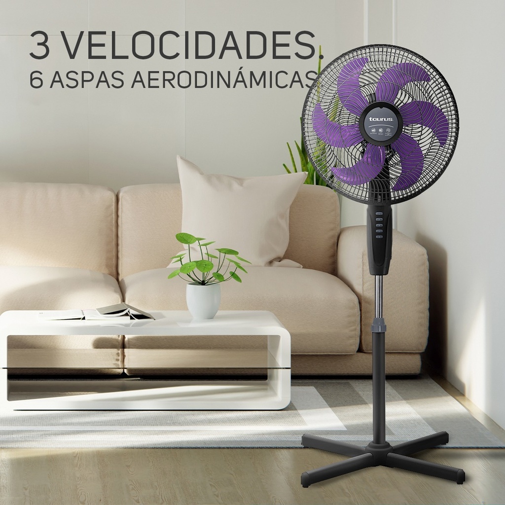 Ventilador De Pedestal Universe Taurus 16 Potente Silencioso Color De La Estructura Morado