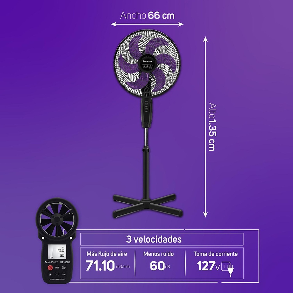 Ventilador De Pedestal Universe Taurus 16 Potente Silencioso Color De La Estructura Morado