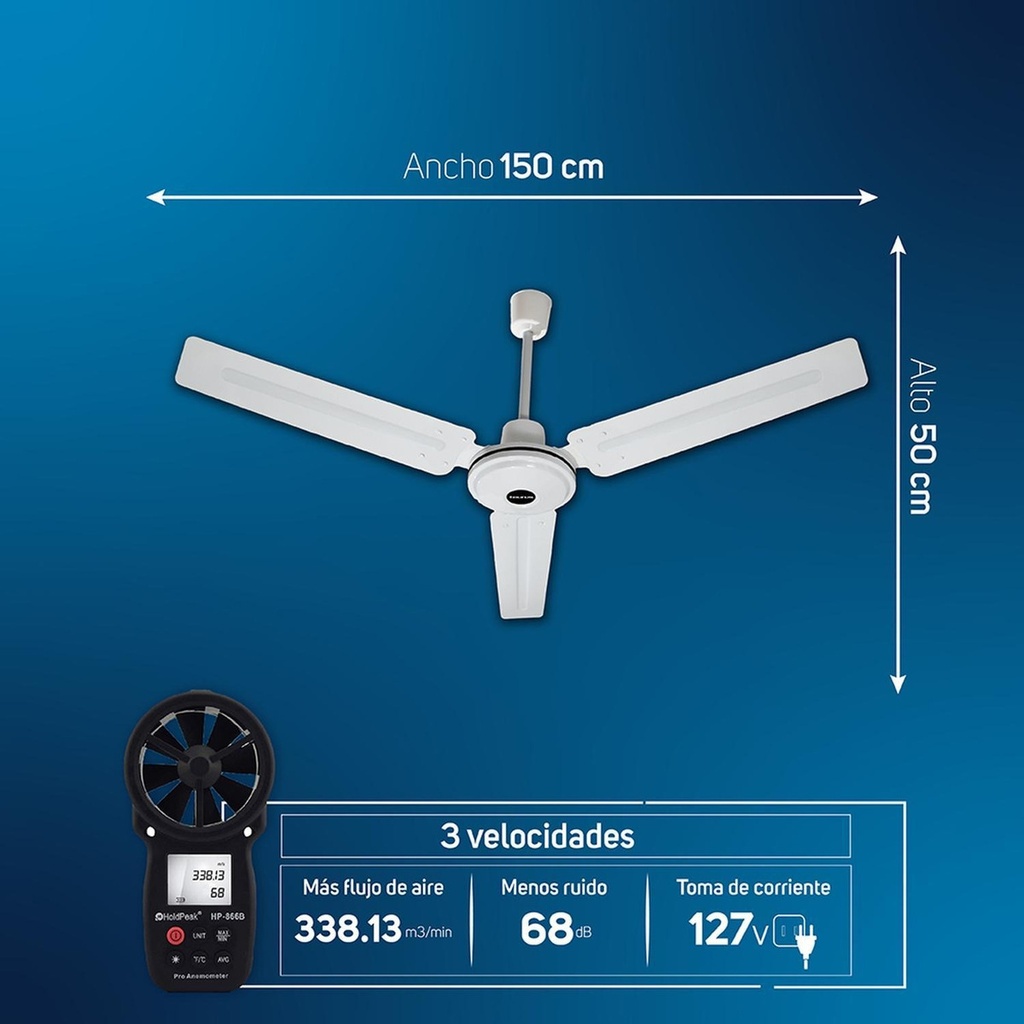 Ventilador De Techo 56  Apus Taurus 3 Velocidades Color De La Estructura Blanco Color De Las Aspas Blanco
