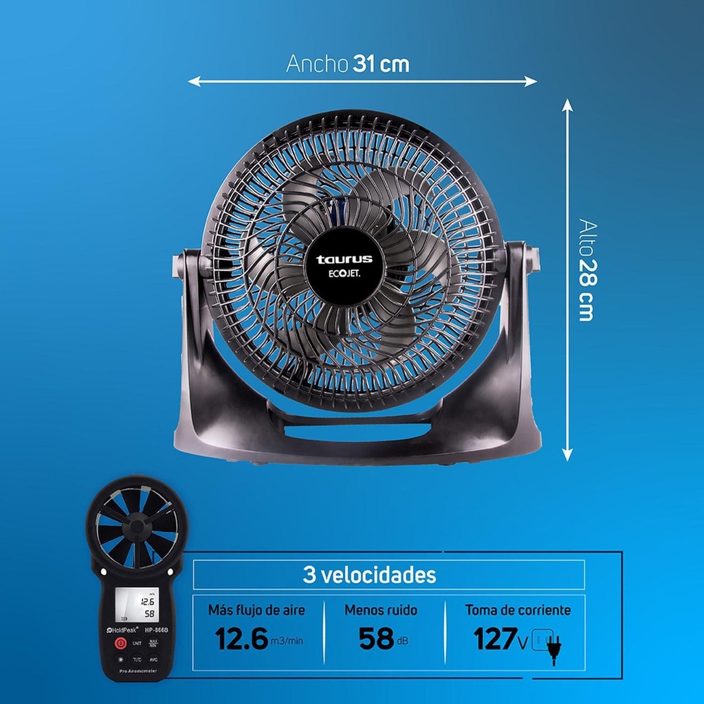 Ventilador Mesa Y Pared Taurus Oasis 10 Pul. Gran Flujo Cantidad De Aspas 6 Color De La Estructura Negro Diámetro 26 Cm Material De Las Aspas Plástico