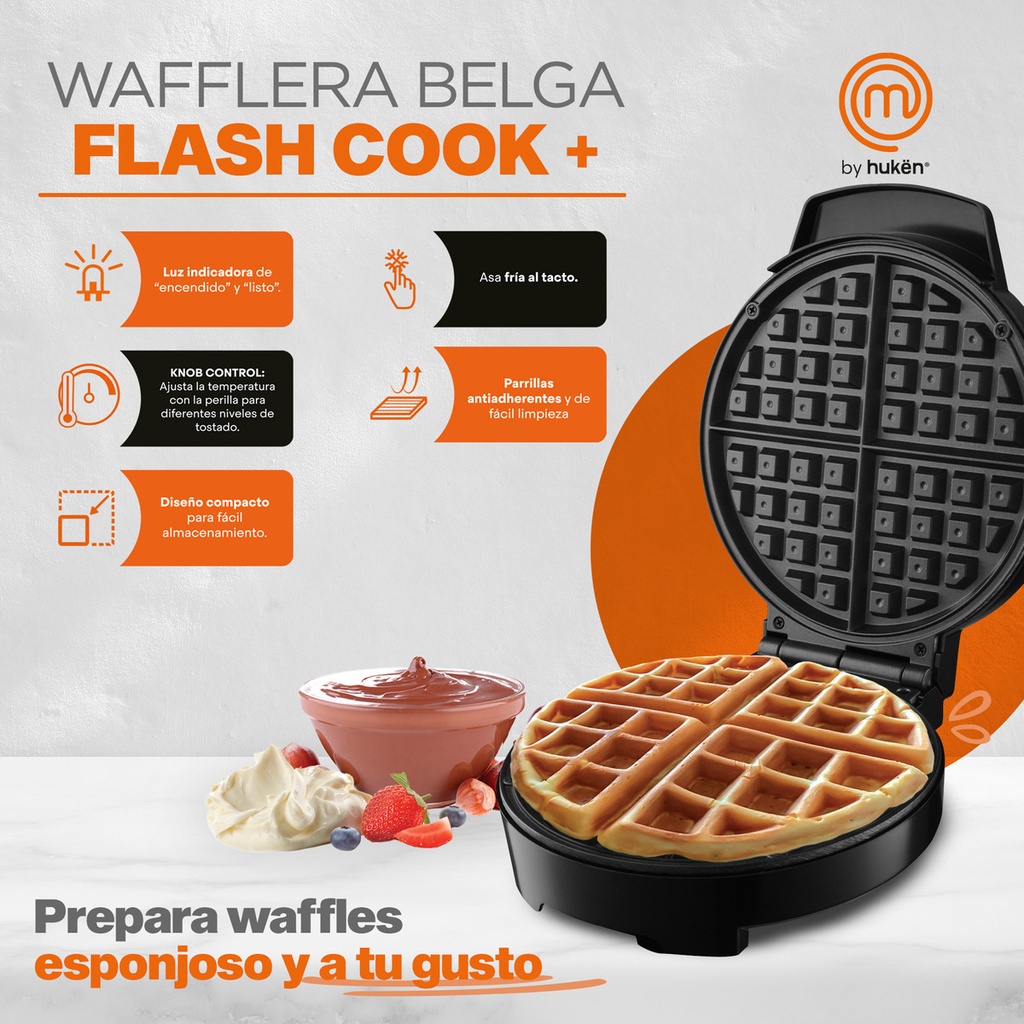 Wafflera Belga Flash Cook+ 4 Rebanadas Acero