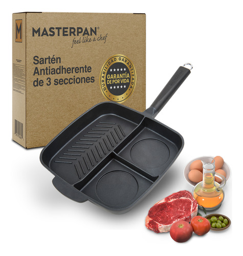 [MP-5SB] Masterpan Sartén Para Grill Antiadherente 3 Secciones 28 Cm