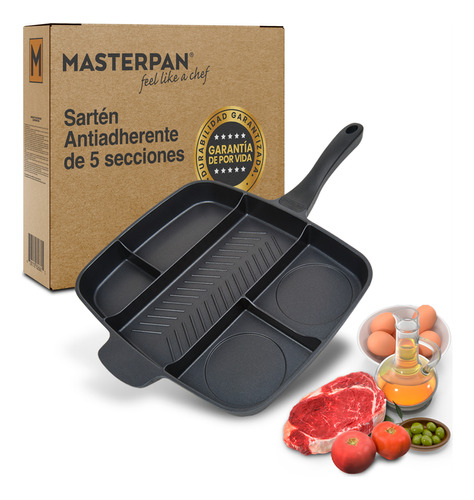 [MP-1S] Masterpan Sartén Para Grill Antiadherente 5 Secciones 38 Cm