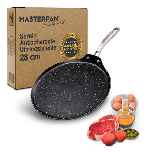 [MP-128] Masterpan Sartén Crepera Antiadherente Crepas Tortillas 28cm