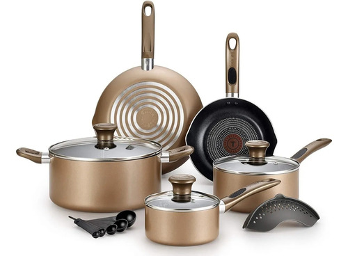 [B036SE64BRONZ] Batería De Cocina Completa Color Bronce 14 Piezas Excite T-fal B036se64